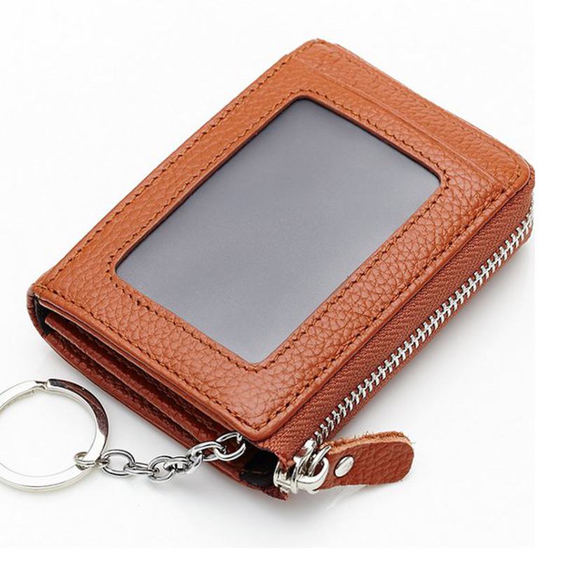 Kobiety Mężczyźni Prawdziwa Skóra Krótki Portfel Zipper Coin Bags Card Holder Key Bags