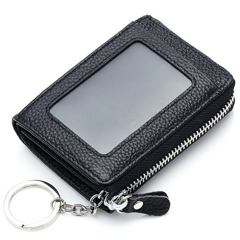 Kobiety Mężczyźni Prawdziwa Skóra Krótki Portfel Zipper Coin Bags Card Holder Key Bags