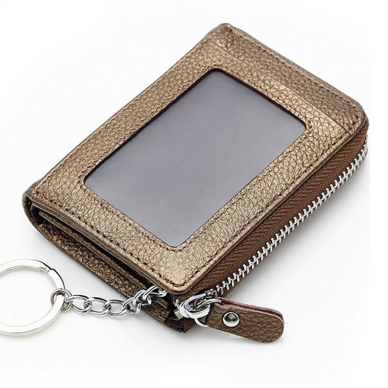 Kobiety Mężczyźni Prawdziwa Skóra Krótki Portfel Zipper Coin Bags Card Holder Key Bags