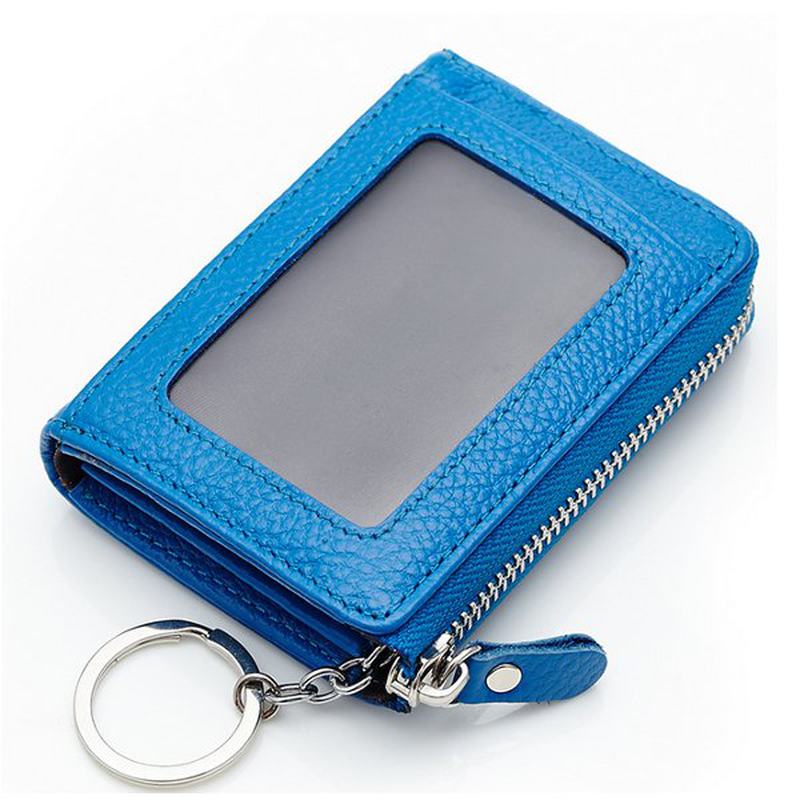 Kobiety Mężczyźni Prawdziwa Skóra Krótki Portfel Zipper Coin Bags Card Holder Key Bags