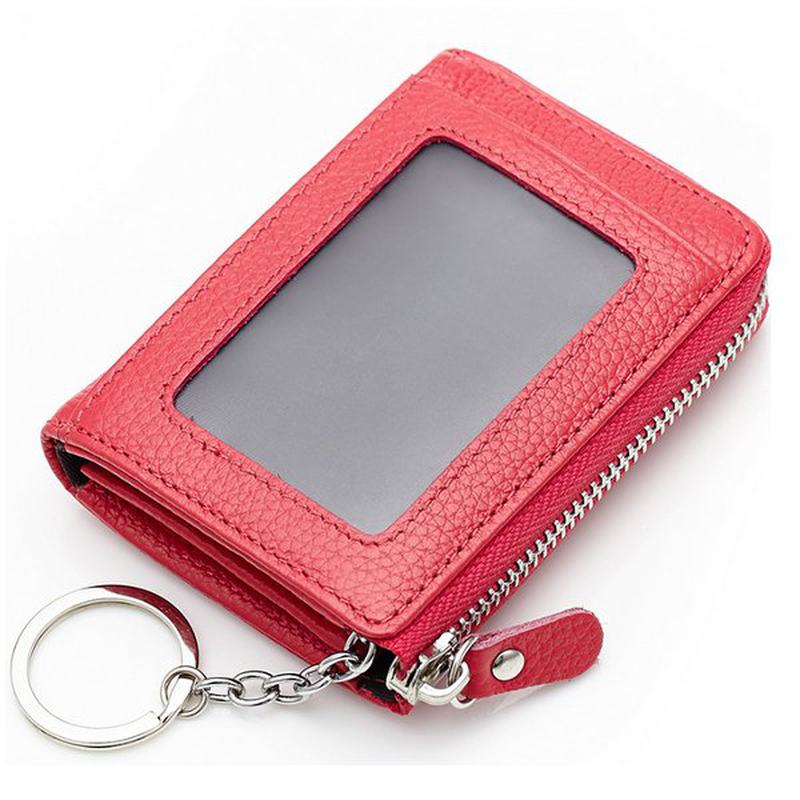 Kobiety Mężczyźni Prawdziwa Skóra Krótki Portfel Zipper Coin Bags Card Holder Key Bags