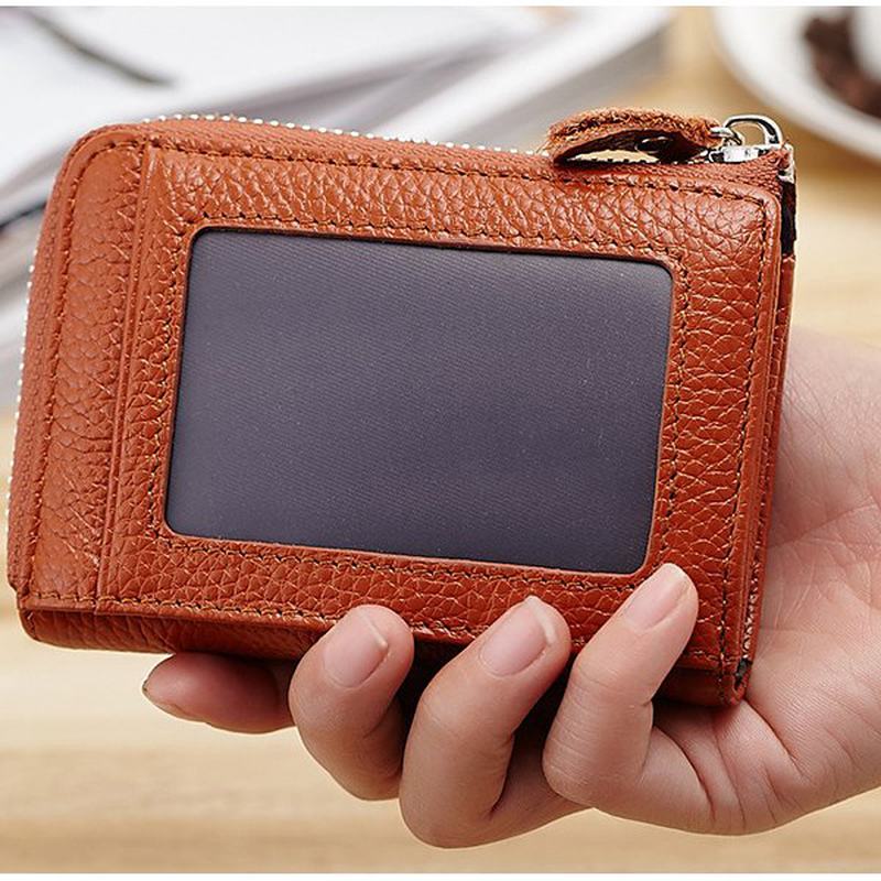 Kobiety Mężczyźni Prawdziwa Skóra Krótki Portfel Zipper Coin Bags Card Holder Key Bags