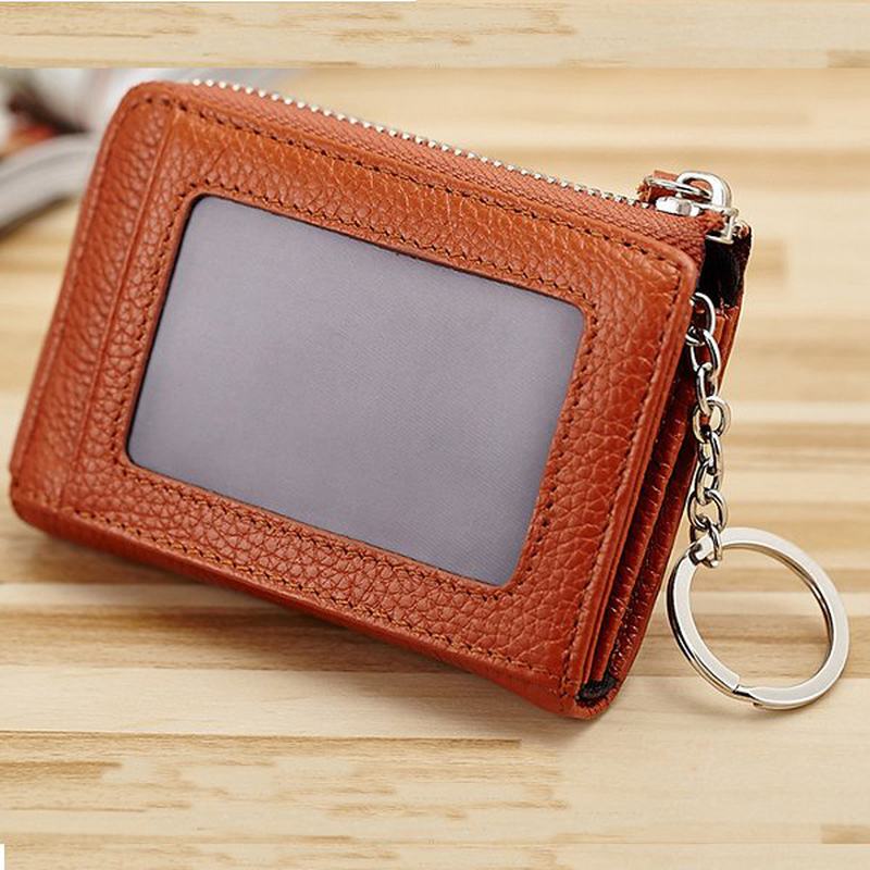 Kobiety Mężczyźni Prawdziwa Skóra Krótki Portfel Zipper Coin Bags Card Holder Key Bags