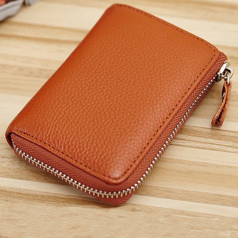 Kobiety Mężczyźni Prawdziwa Skóra Krótki Portfel Zipper Coin Bags Card Holder Key Bags