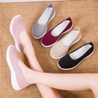 Kobiety Mesh Oddychające Easy Slip On Lazy Casual Flat Walking Shoes