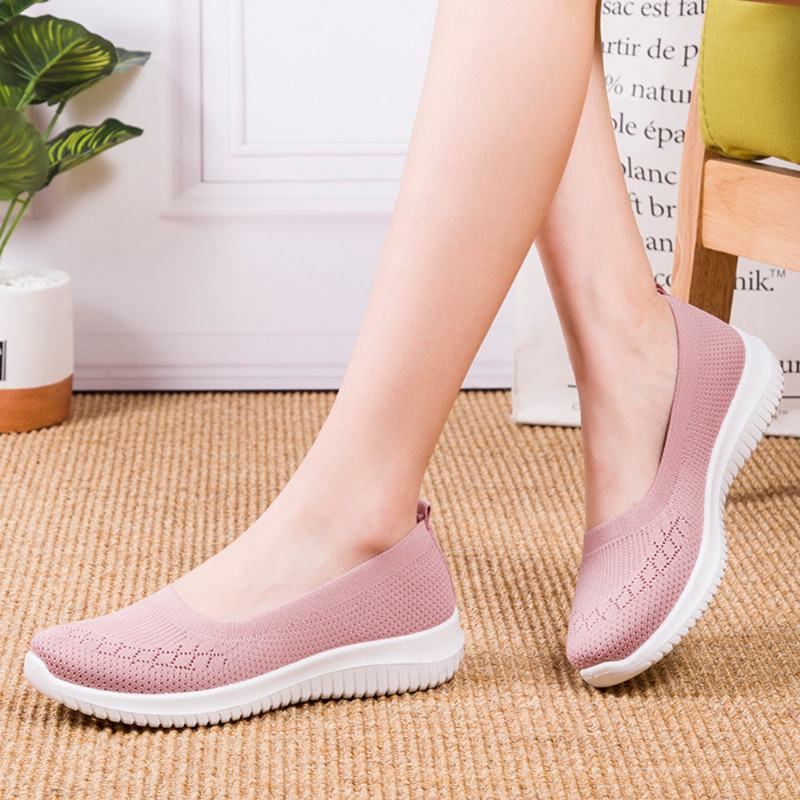 Kobiety Mesh Oddychające Easy Slip On Lazy Casual Flat Walking Shoes