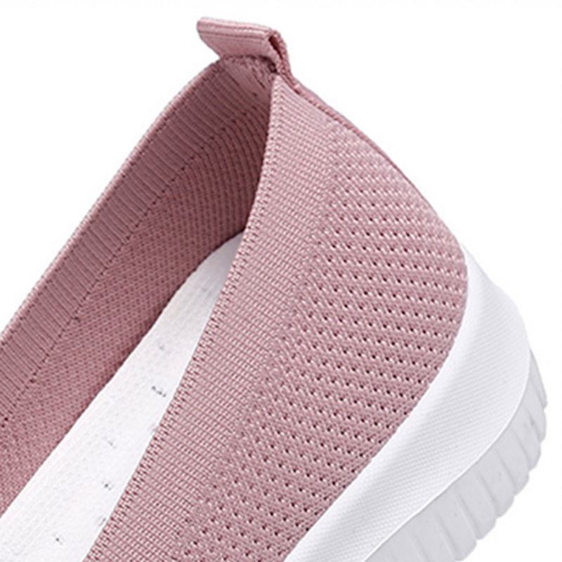 Kobiety Mesh Oddychające Easy Slip On Lazy Casual Flat Walking Shoes