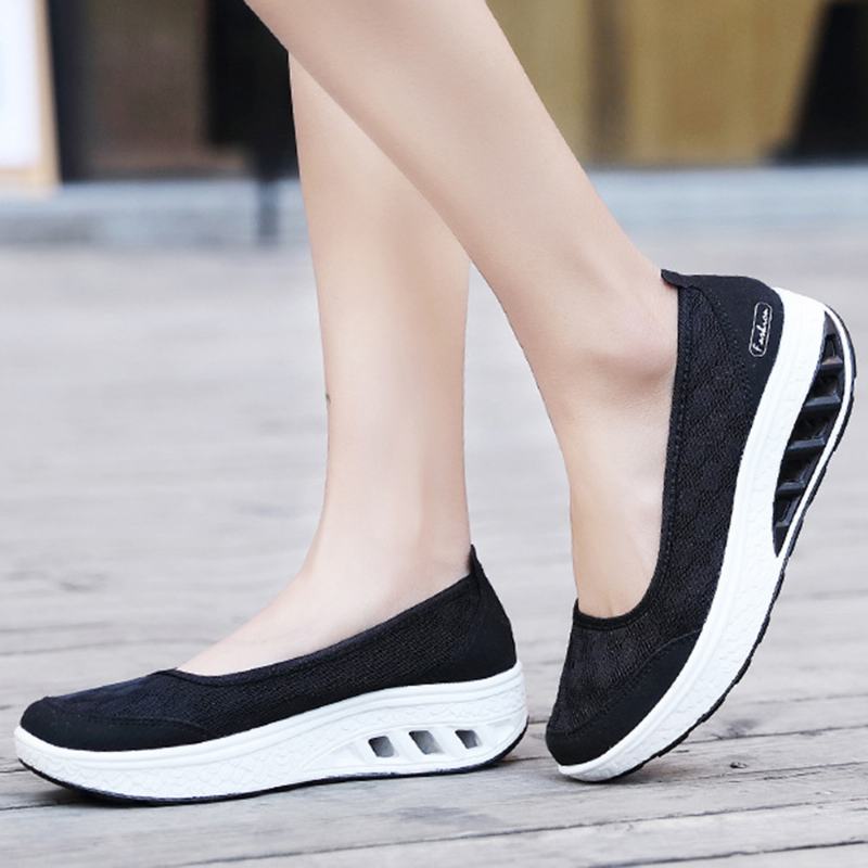 Kobiety Mesh Splicing Sport Casual Lace Up Platform Sneakers