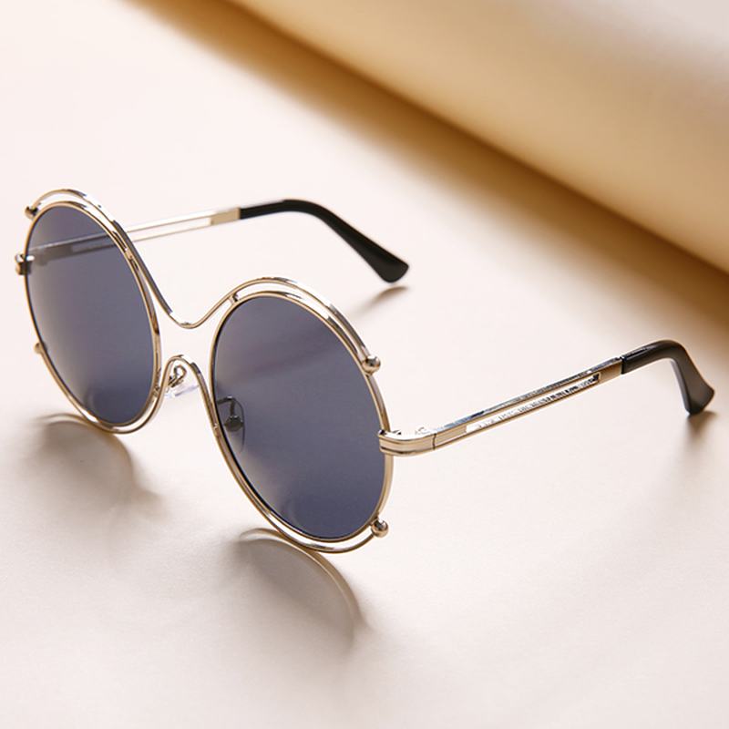 Kobiety Męskie Unisex Vintage Anti-uv Podwójne Pierścienie Okulary Retro Steampunk Okrągłe Okulary Z Lustrzanymi Obiektywami