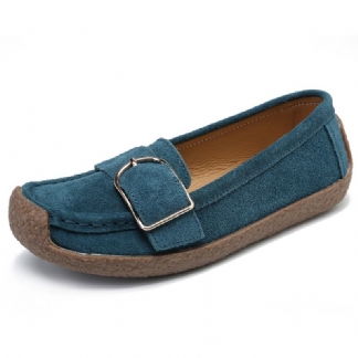 Kobiety Metal Decor Suede Antypoślizgowa Miękka Podeszwa Casual Flats Loafers