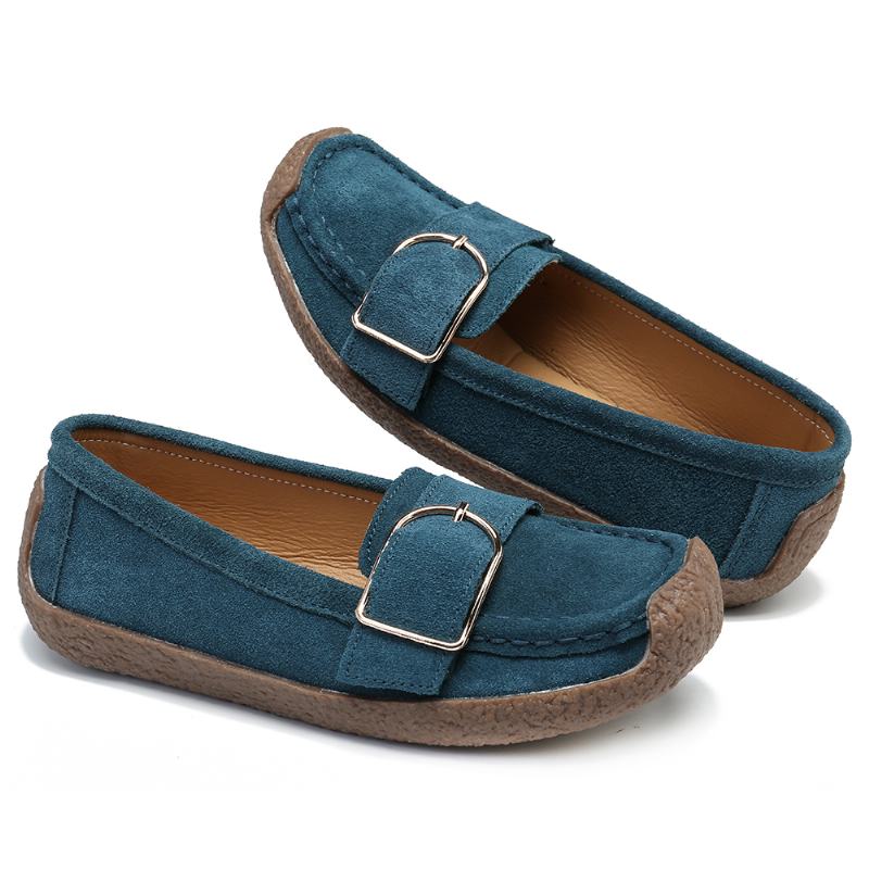 Kobiety Metal Decor Suede Antypoślizgowa Miękka Podeszwa Casual Flats Loafers