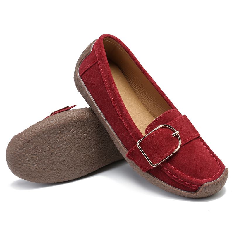 Kobiety Metal Decor Suede Antypoślizgowa Miękka Podeszwa Casual Flats Loafers