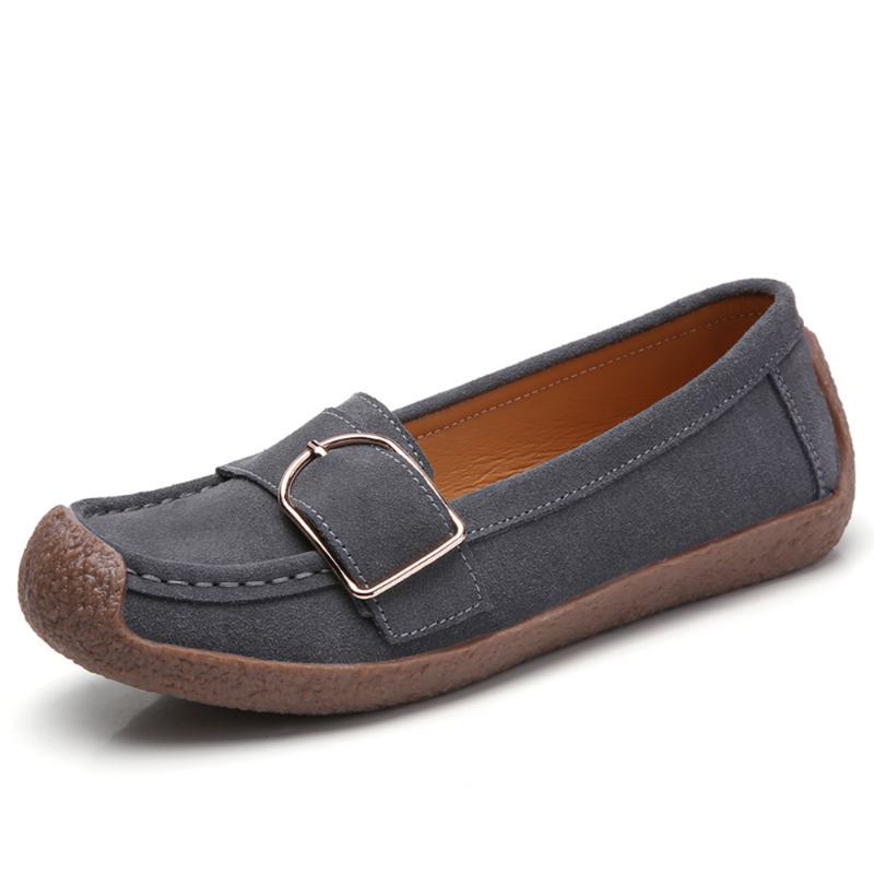 Kobiety Metal Decor Suede Antypoślizgowa Miękka Podeszwa Casual Flats Loafers