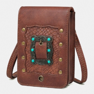 Kobiety Odpinany Pasek Na Ramię Sprzęt Nit Decor Wzór Węża Klapa Zapięcie Magnetyczne Projekt Torba Crossbody Torba Na Talię