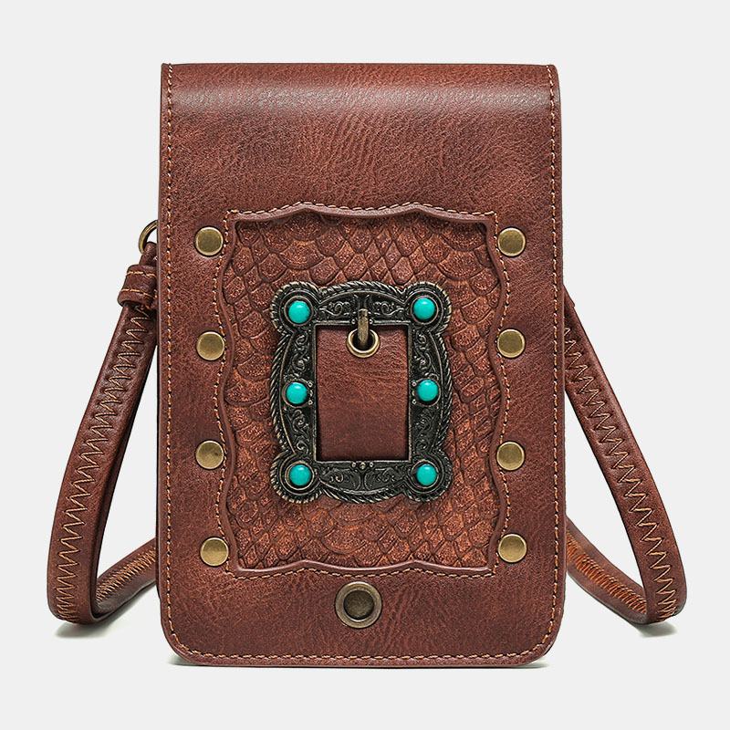 Kobiety Odpinany Pasek Na Ramię Sprzęt Nit Decor Wzór Węża Klapa Zapięcie Magnetyczne Projekt Torba Crossbody Torba Na Talię