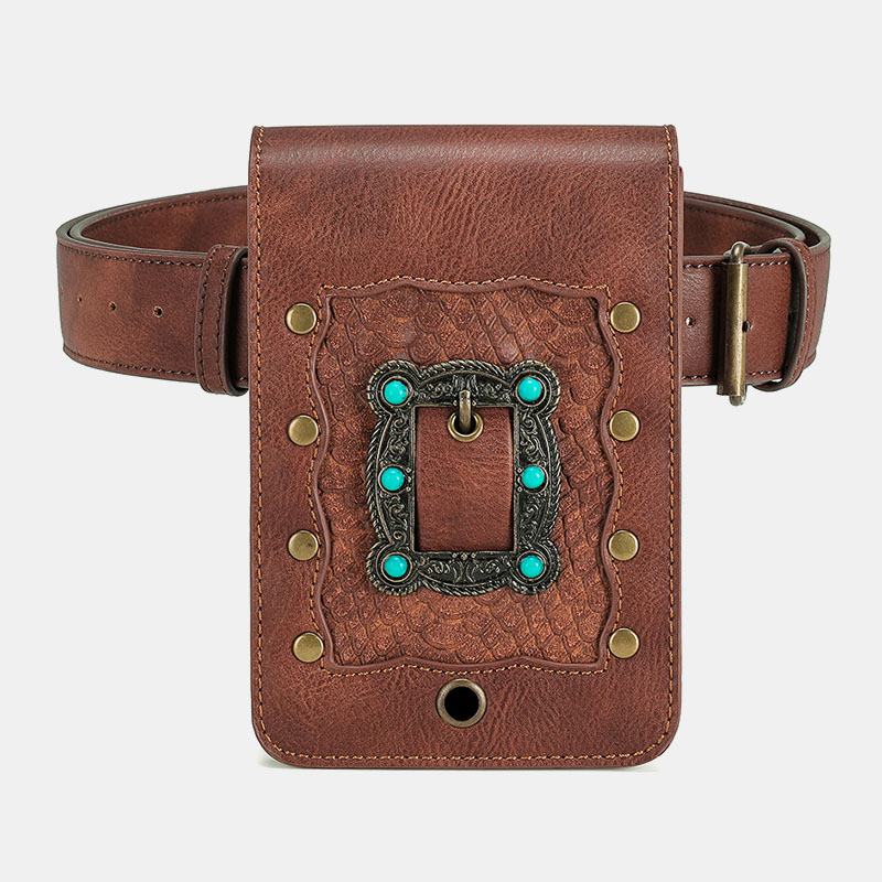 Kobiety Odpinany Pasek Na Ramię Sprzęt Nit Decor Wzór Węża Klapa Zapięcie Magnetyczne Projekt Torba Crossbody Torba Na Talię