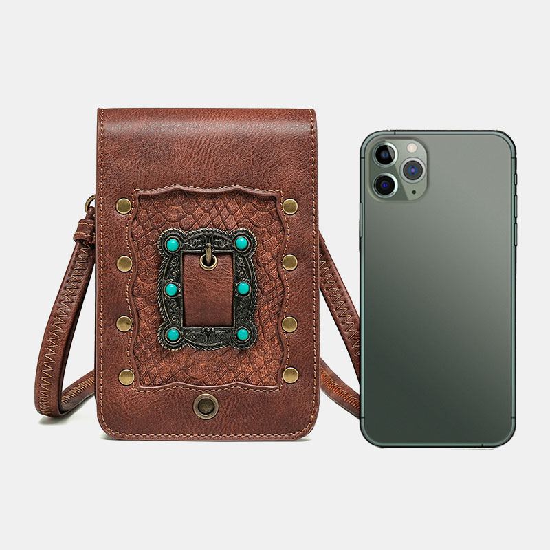 Kobiety Odpinany Pasek Na Ramię Sprzęt Nit Decor Wzór Węża Klapa Zapięcie Magnetyczne Projekt Torba Crossbody Torba Na Talię