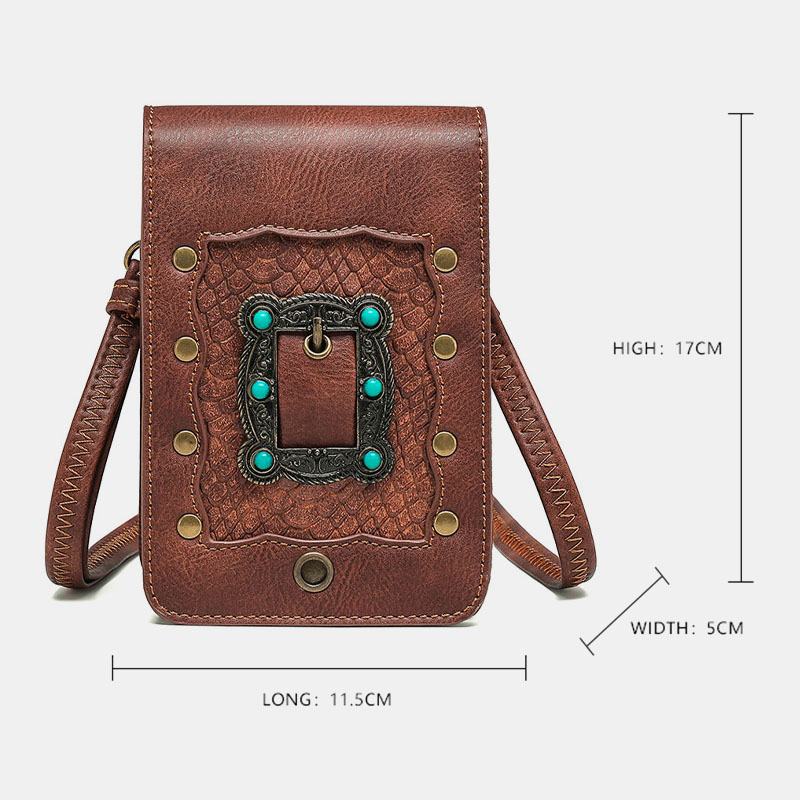 Kobiety Odpinany Pasek Na Ramię Sprzęt Nit Decor Wzór Węża Klapa Zapięcie Magnetyczne Projekt Torba Crossbody Torba Na Talię