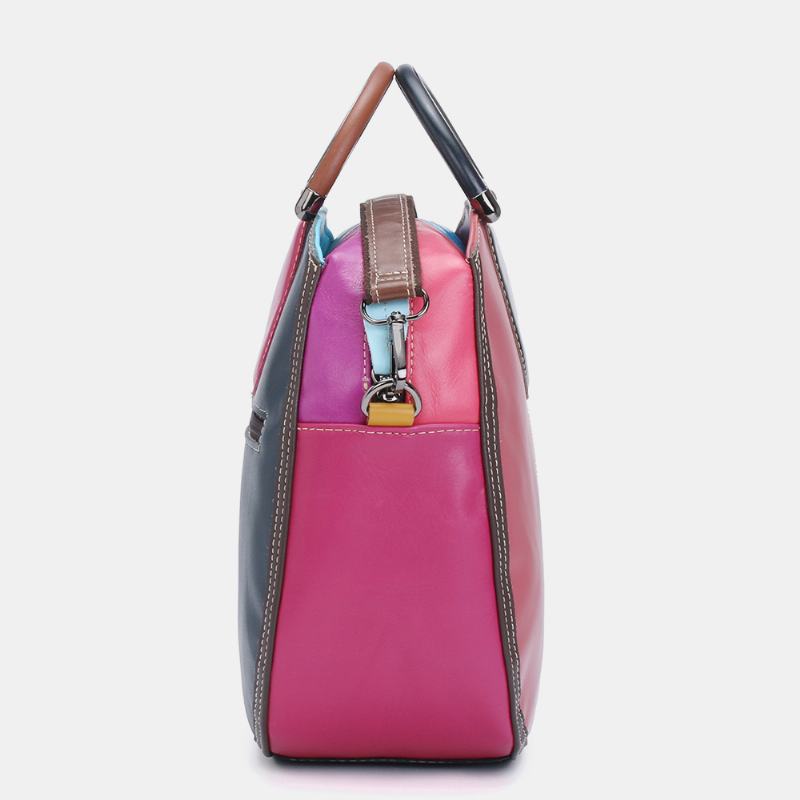 Kobiety Okrągła Torba Z Prawdziwej Skóry Patchworkowa Torba Crossbody Torebka Torba Na Ramię