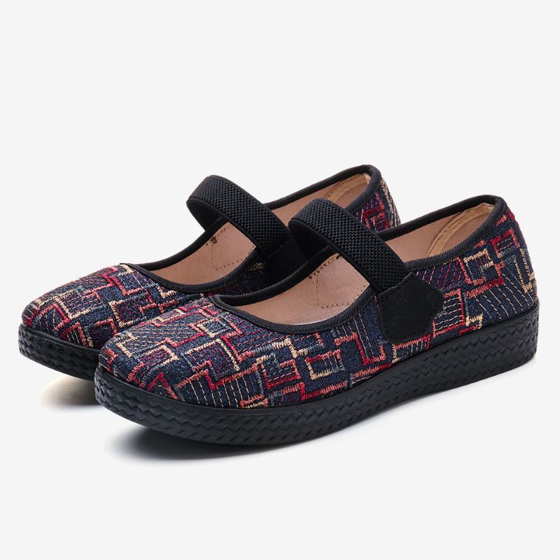 Kobiety Old Peking Tkanina Elastyczna Slip On Odporne Mokasyny