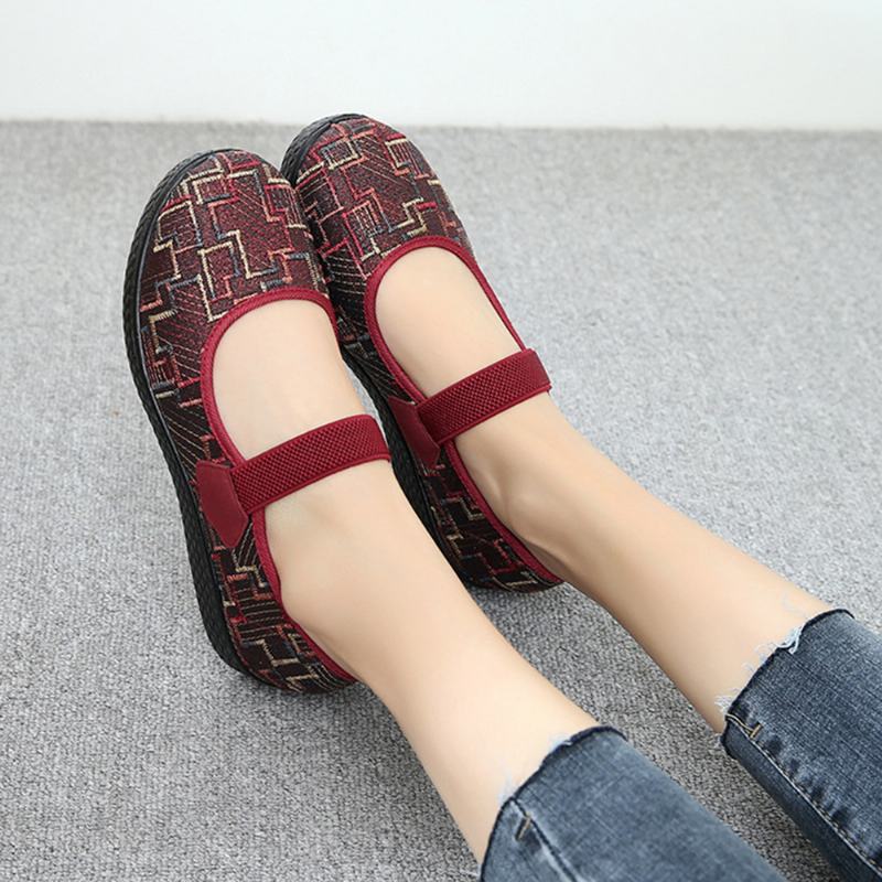 Kobiety Old Peking Tkanina Elastyczna Slip On Odporne Mokasyny