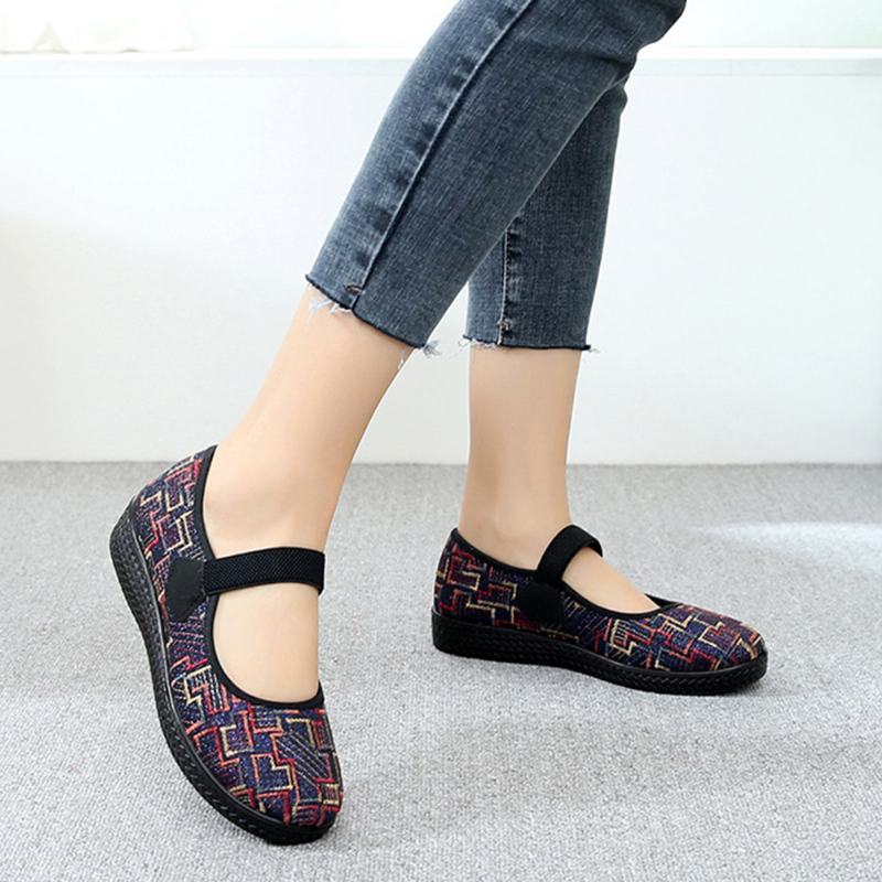 Kobiety Old Peking Tkanina Elastyczna Slip On Odporne Mokasyny