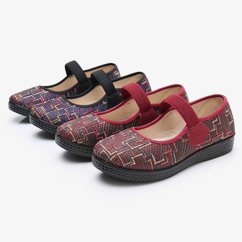 Kobiety Old Peking Tkanina Elastyczna Slip On Odporne Mokasyny