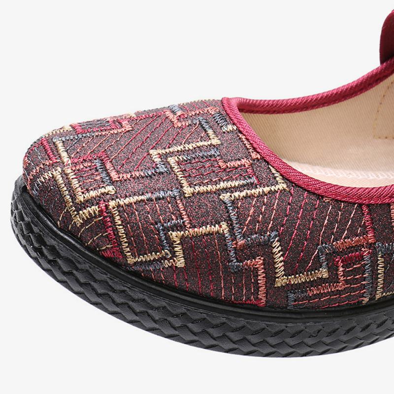 Kobiety Old Peking Tkanina Elastyczna Slip On Odporne Mokasyny