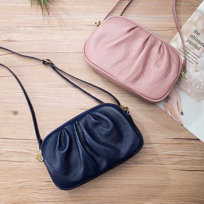 Kobiety Oryginalne Skórę 3 Kieszeń Na Kieszeni Na Burzak Torba Crossbody