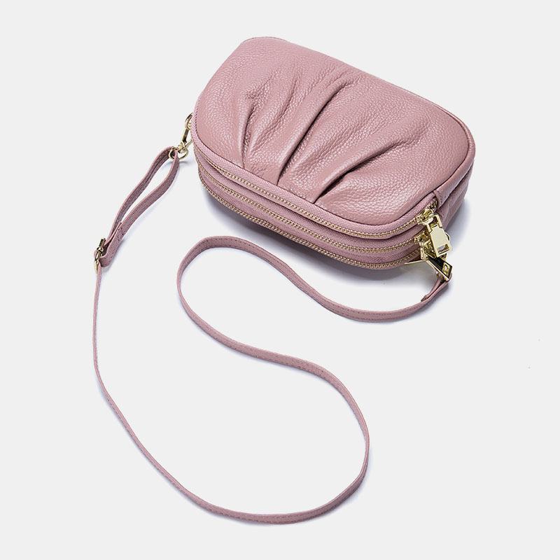 Kobiety Oryginalne Skórę 3 Kieszeń Na Kieszeni Na Burzak Torba Crossbody