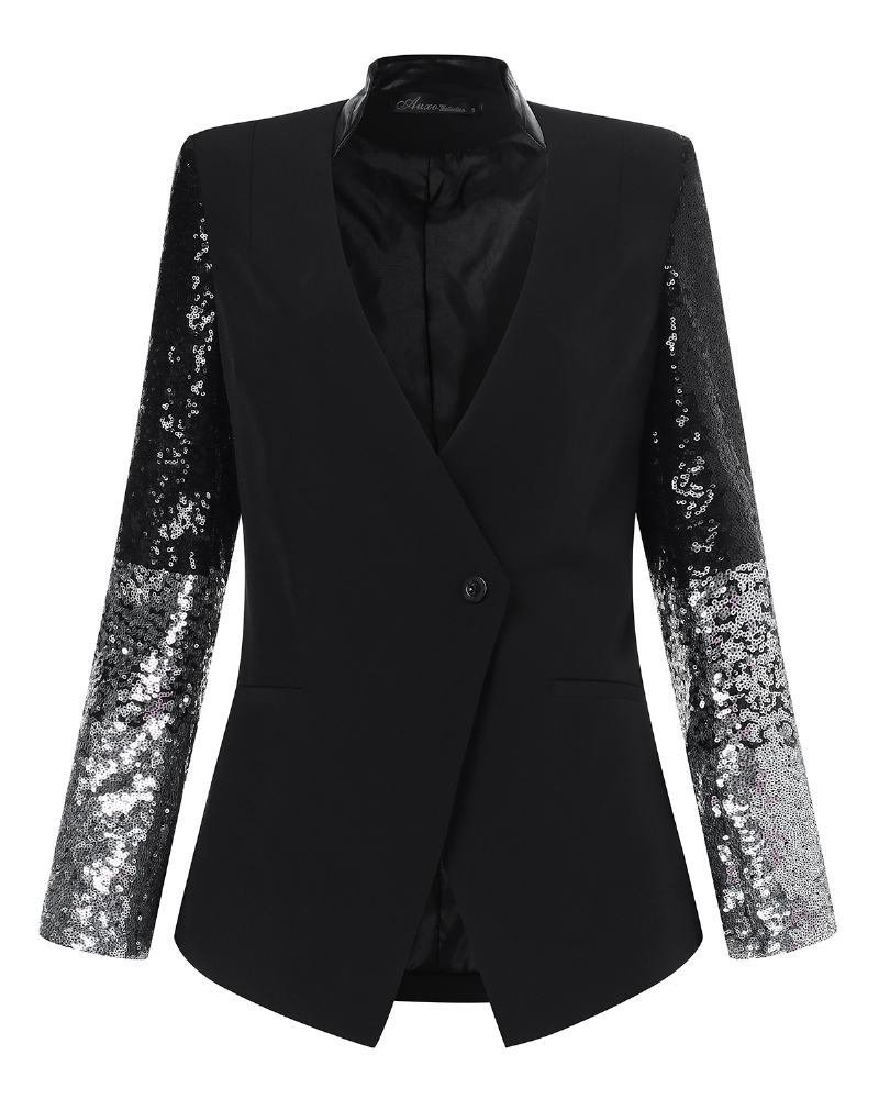 Kobiety Party Gradient Sequ Sleeve Moda Garnitury Płaszcze