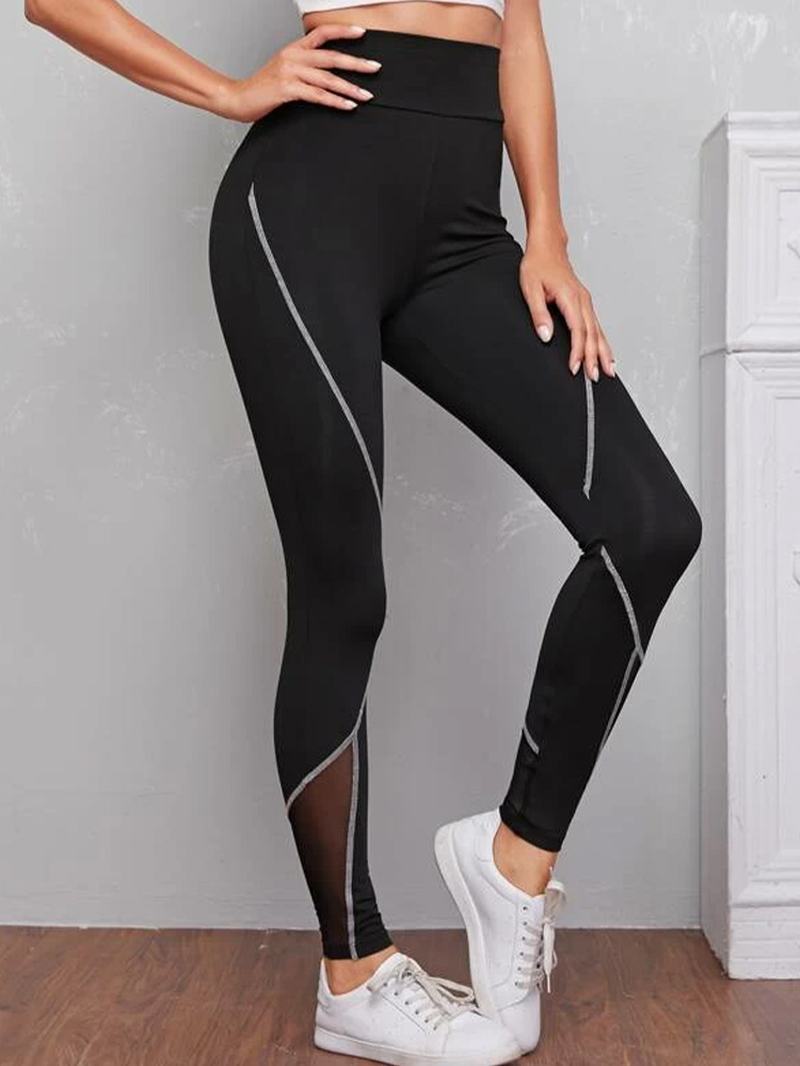 Kobiety Patch Line Drukowanie Elastyczny Pas Bodycon Sport Casual Legginsy