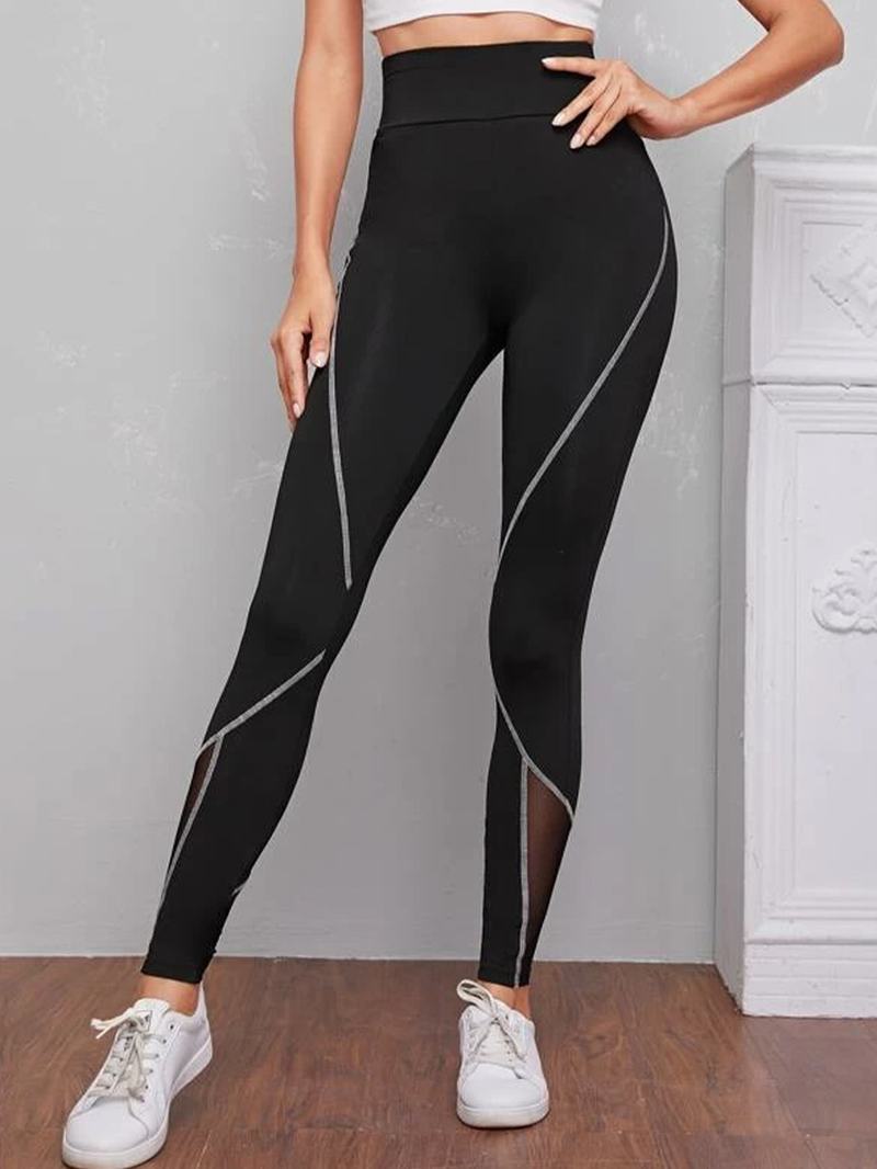 Kobiety Patch Line Drukowanie Elastyczny Pas Bodycon Sport Casual Legginsy