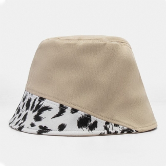 Kobiety Patchwork Leopard Pattern Drukowanie Kapelusz Przeciwsłoneczny Moda Bawełniana All-mat Sunscreen Bucket Hat