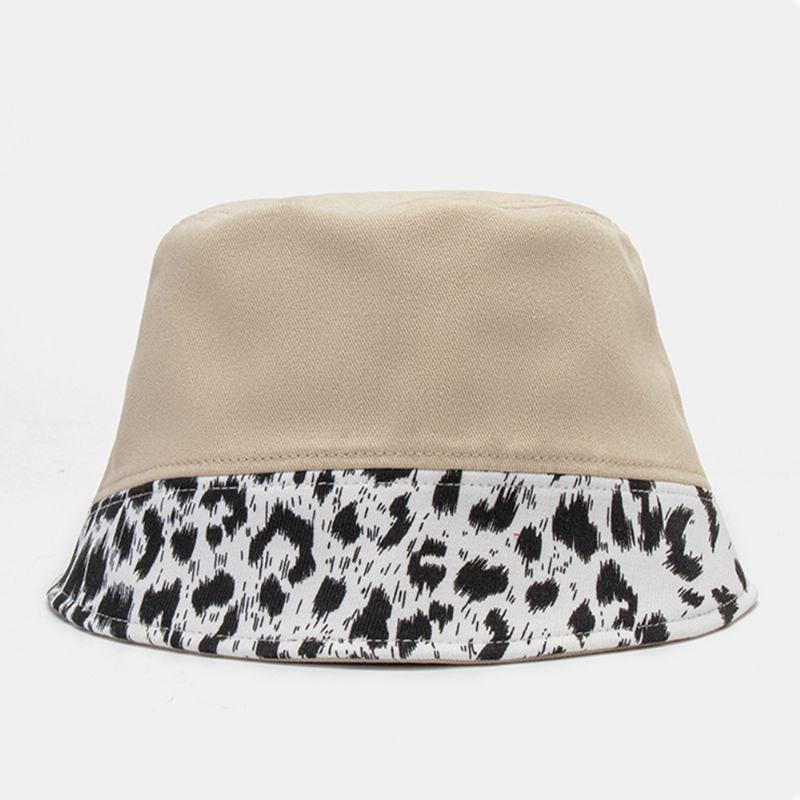 Kobiety Patchwork Leopard Pattern Drukowanie Kapelusz Przeciwsłoneczny Moda Bawełniana All-mat Sunscreen Bucket Hat