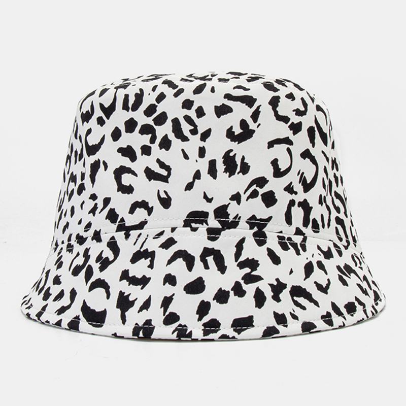 Kobiety Patchwork Leopard Pattern Drukowanie Kapelusz Przeciwsłoneczny Moda Bawełniana All-mat Sunscreen Bucket Hat