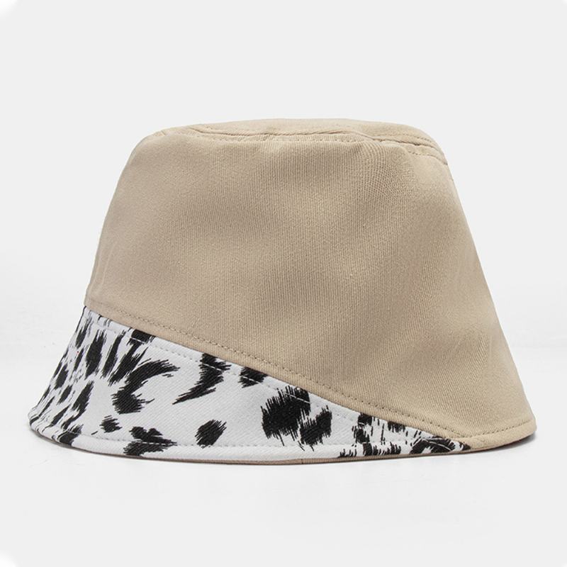 Kobiety Patchwork Leopard Pattern Drukowanie Kapelusz Przeciwsłoneczny Moda Bawełniana All-mat Sunscreen Bucket Hat