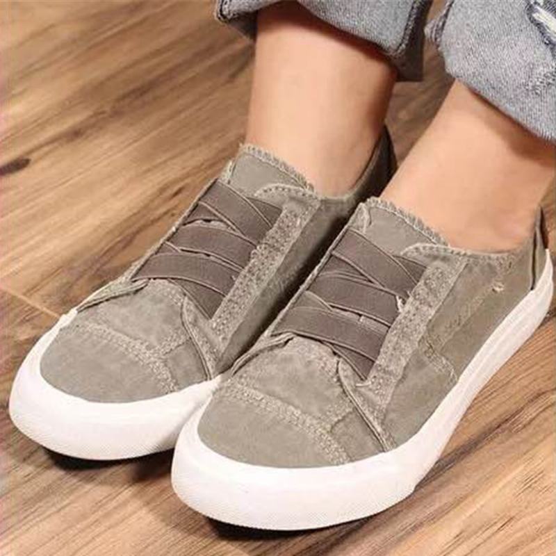 Kobiety Plus Rozmiar Elastyczny Pasek Slip On Solid Color Casual Codzienne Mieszkania