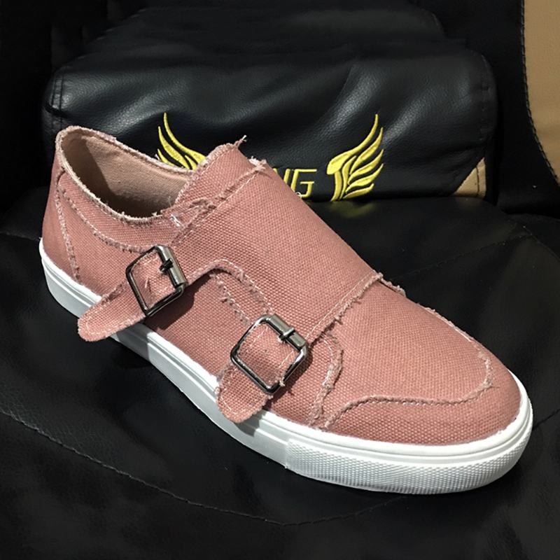 Kobiety Plus Rozmiar Metalowa Klamra Zamek Dekoracja Slip On Canvas Casual Codzienne Mieszkania