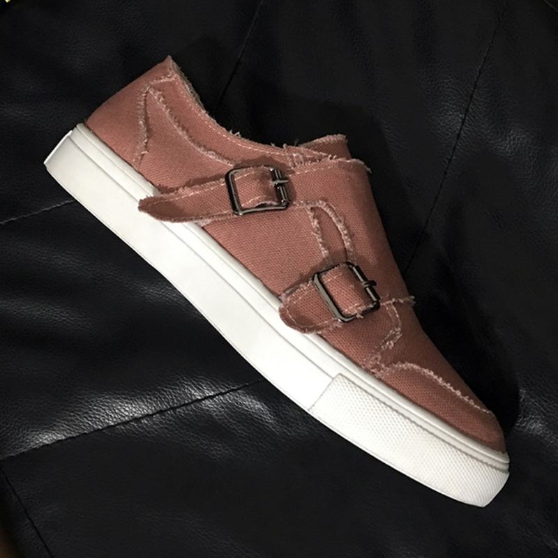 Kobiety Plus Rozmiar Metalowa Klamra Zamek Dekoracja Slip On Canvas Casual Codzienne Mieszkania