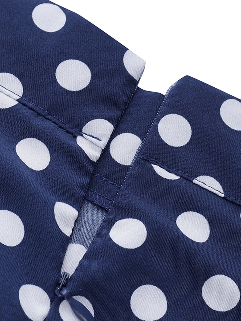 Kobiety Polka Dot Drukowanie Loose Big Swing Boczne Kieszenie Casual Długa Spódnica