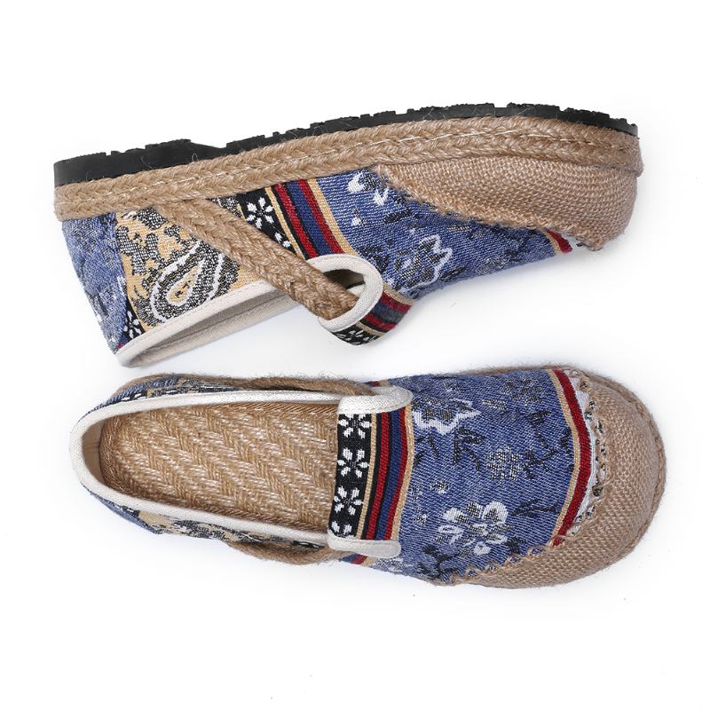 Kobiety Pościel Stary Peking Druk Stricing Slip On Loafers