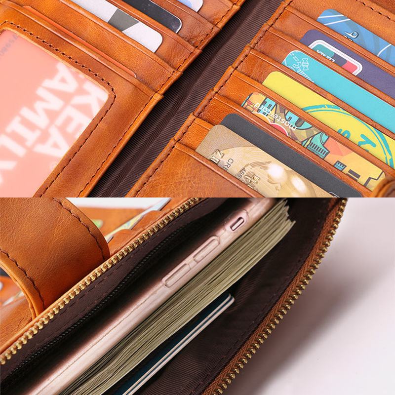 Kobiety Prawdziwej Skóry Multi-card Slots Phone Bag Money Clip Wallet