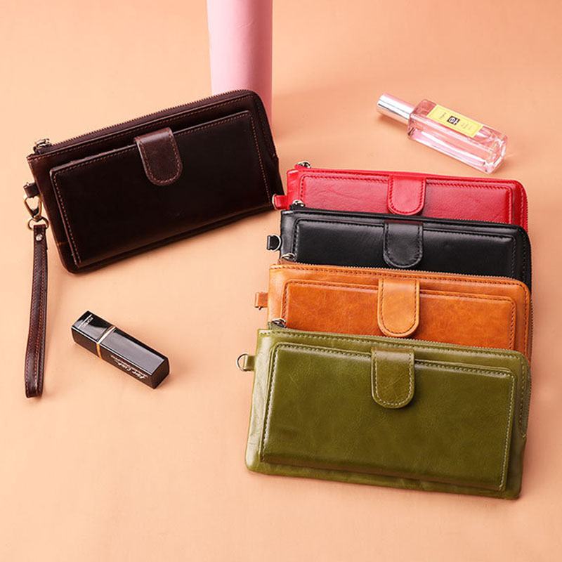 Kobiety Prawdziwej Skóry Multi-card Slots Phone Bag Money Clip Wallet