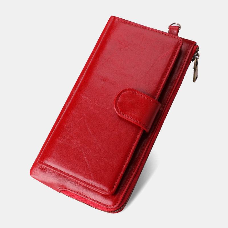 Kobiety Prawdziwej Skóry Multi-card Slots Phone Bag Money Clip Wallet