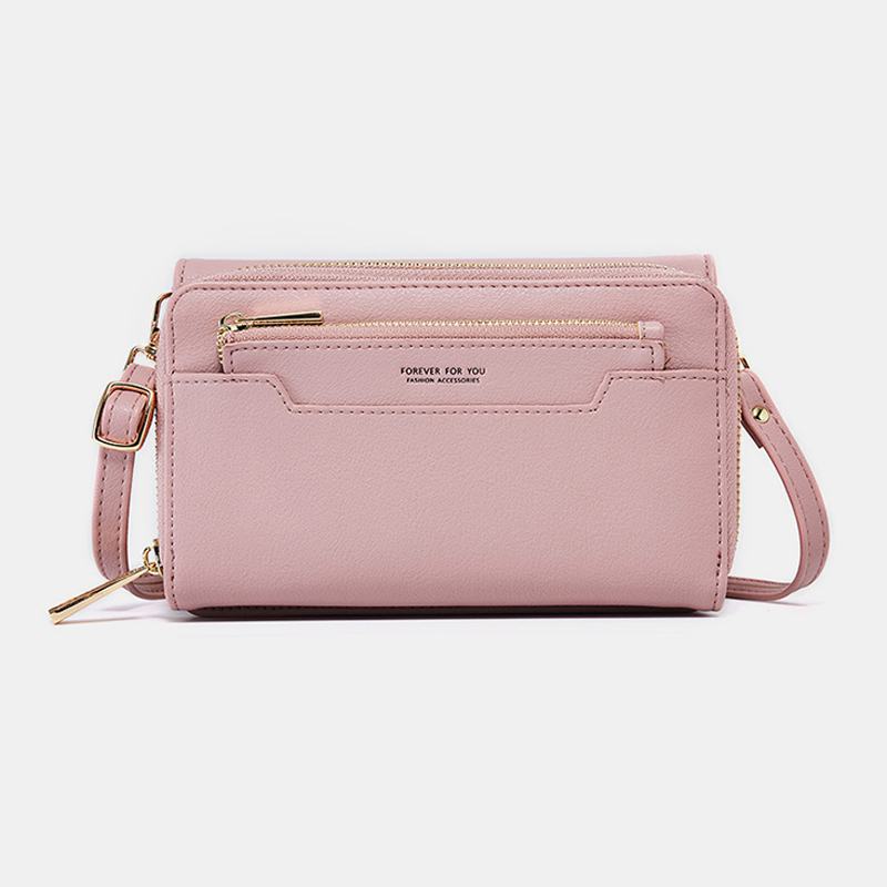 Kobiety Pu 6.3 Cala Telefon Solid Crossbody Torba Portfel Na Telefon