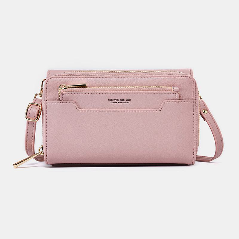 Kobiety Pu 6.3 Cala Telefon Solid Crossbody Torba Portfel Na Telefon