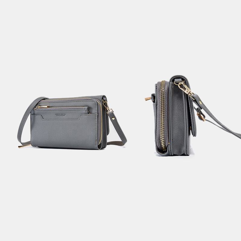 Kobiety Pu 6.3 Cala Telefon Solid Crossbody Torba Portfel Na Telefon