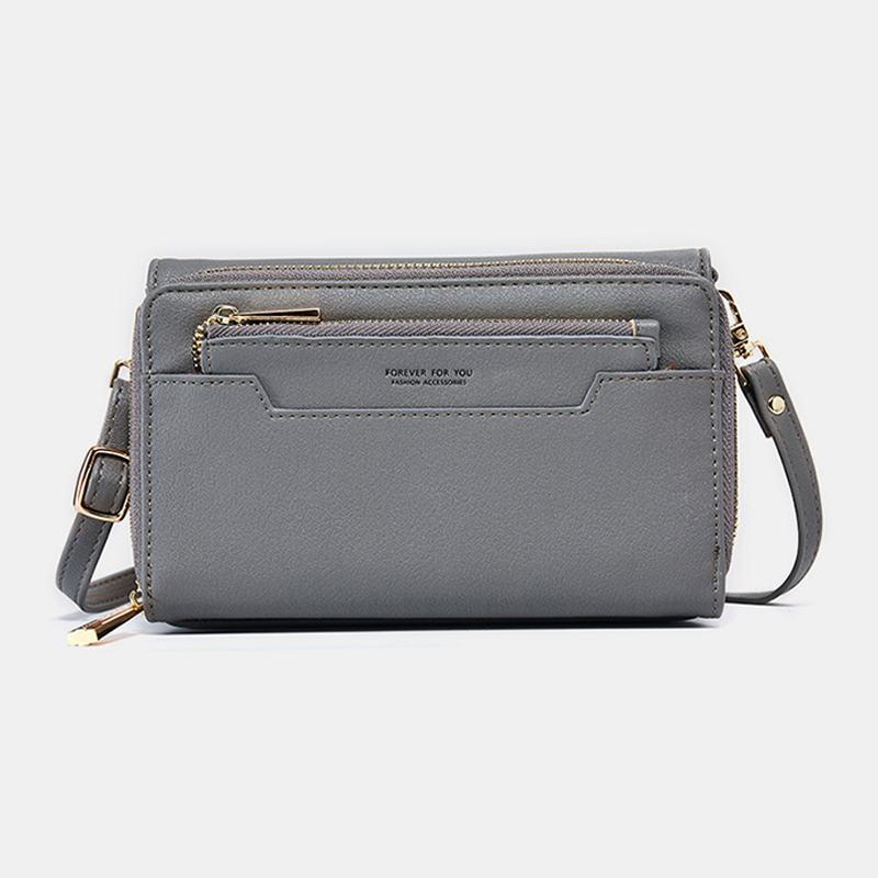 Kobiety Pu 6.3 Cala Telefon Solid Crossbody Torba Portfel Na Telefon