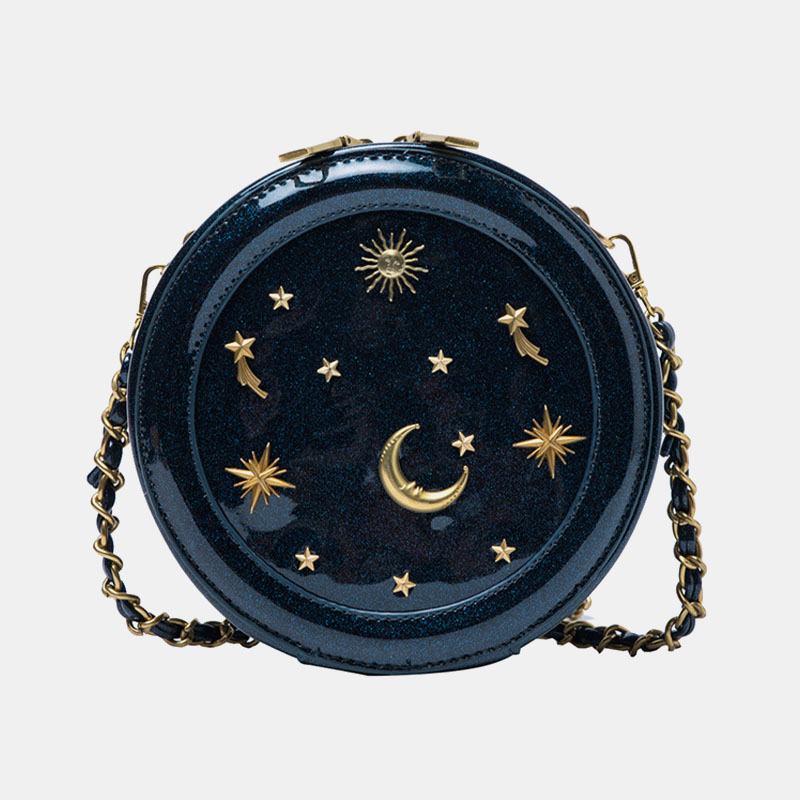 Kobiety Pu Chain Galaxy Okrągła Torba Crossbody